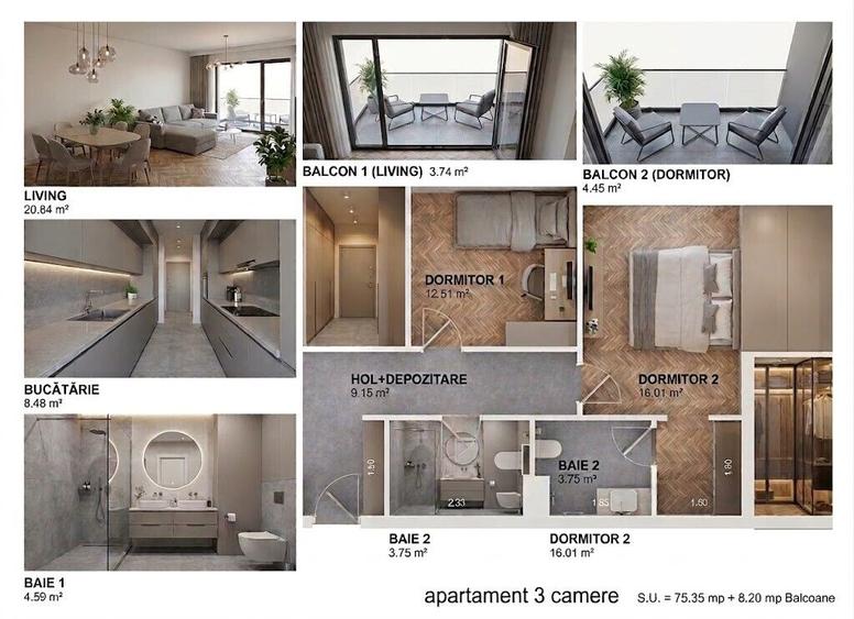 Tatarasi, Apartament cu 3 camere, decomandat, 83 mp