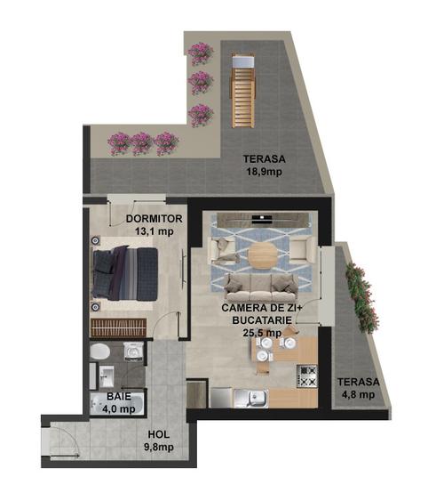 APARTAMENT CU TERASA GENEROASA SI VEDERE CATRE LAC!