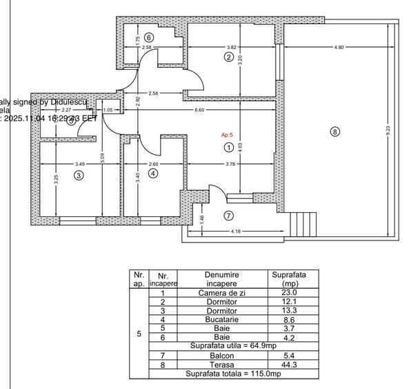 PROMOTIE Apartament 3 camere decomandat/curte de 44mp/7 minute Metrou Berceni