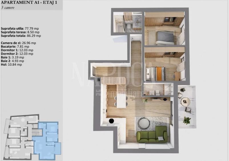 Apartament 3 camere de vanzare in Centru, Cluj Napoca