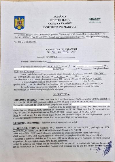 Intravilan vedere la lacul Snagov zona de vile noi