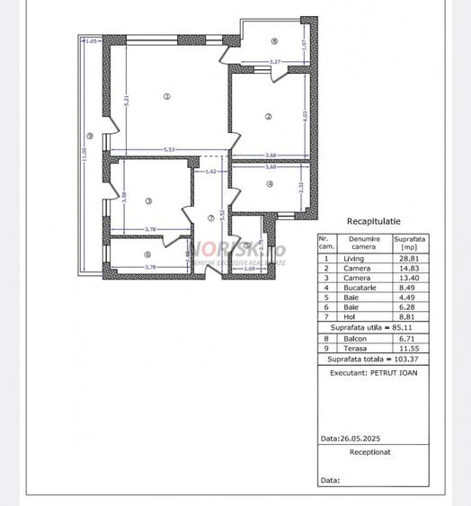 3 camere | 104 mp total | Terasă + balcon | Aviației – Băneasa
