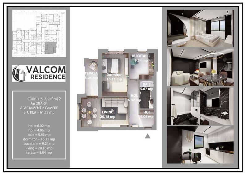 Valcom Residence Bartolomeu, 2 camere, terasa 6.52, Comision 0%