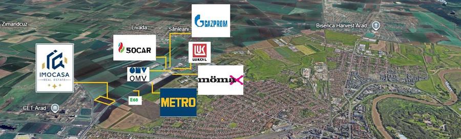 De vânzare teren extravilan 45.127 mp, Centura Arad, Metro/Momax/OMV.