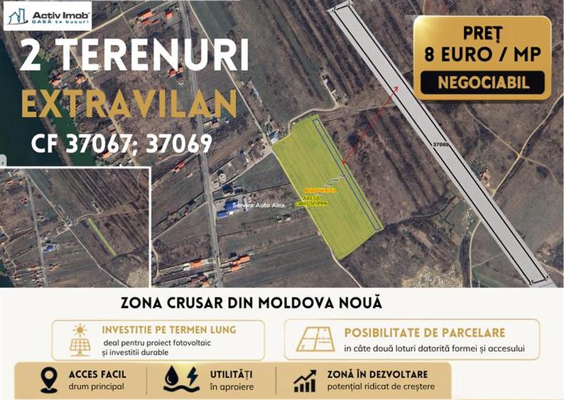 2 Terenuri Extravilan Moldova Noua – Parcelabile