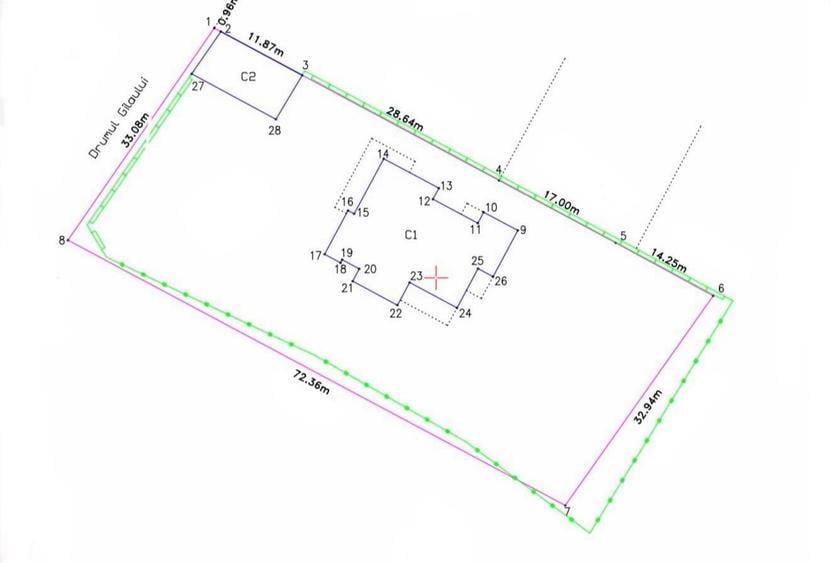 Berceni – Teren 2.381 mp, deschidere 33,08 m - construcție pe teren