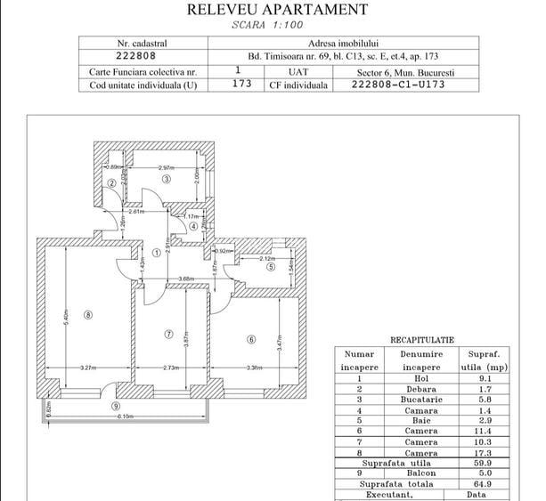 Apartament 3 camere - Metrou Romancierilor - Bd. Timisoara