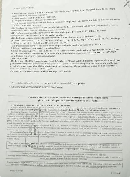 Teren Intravilan 650-700mp Bucium Iași Piatra Sfântă, CU pt Casă