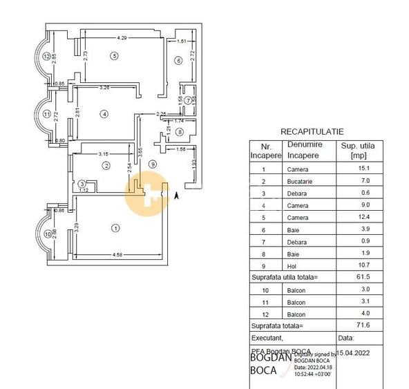 Ultracentral - 3 camere - 2 bai - etaj 3/4 - renovat + Boxa subsol
