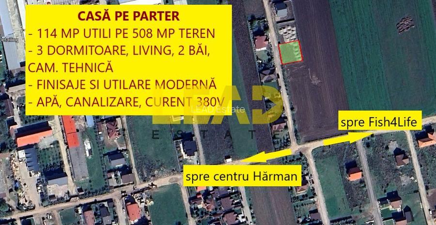 Casă individuală la roșu, 114 mp utili, 508 mp teren, Hărman, COMISION 0% - 2