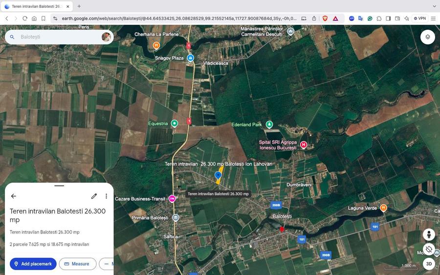 Teren intravilan 26.300 mp Saftica Balotesti - PUZ în lucru