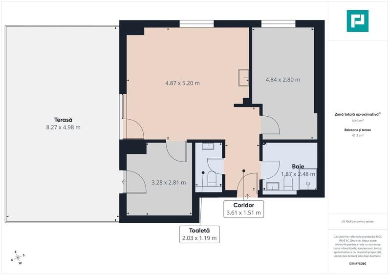 Apartament 3 camere Premium , terasă 22 mp, etaj 8