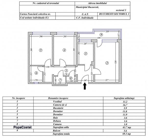 Piata Ramnicu Sarat - 3 camere decomandatE, 64 mp, balcon, etaj 5/10, metrou