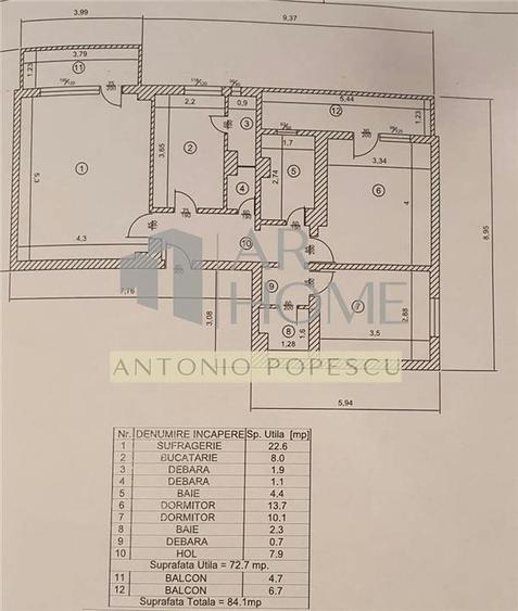 Apartament 3 camere, 2 balcoane, Ploiesti, zona Cantacuzino.