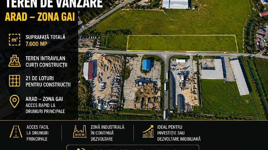 ARAD, Teren intravilan curti constructii-7.600 mp