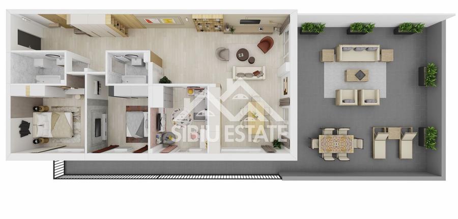 Penthouse Sibiu 4 camere, 2 bai terasa mare vedere panoramica