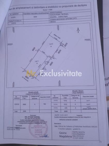 Teren intravilan Bradu 1312 mp 2 deschideri