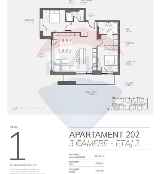 Apartament 3 camere open-space, 2 bai | Welmont by ROKMAN