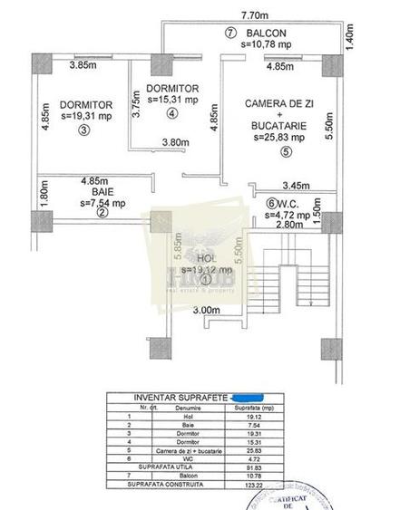Apartament 3 camere etaj 3 cu balcon zona bd. Mihai Viteazu