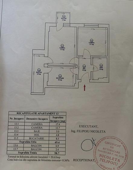 Apartament cu 2 camere 58,70 mp + loc de parcare Astorium comision 0%