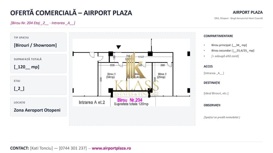 Spatiu birouri 120 mp in proximitate Aeroport International Otopeni