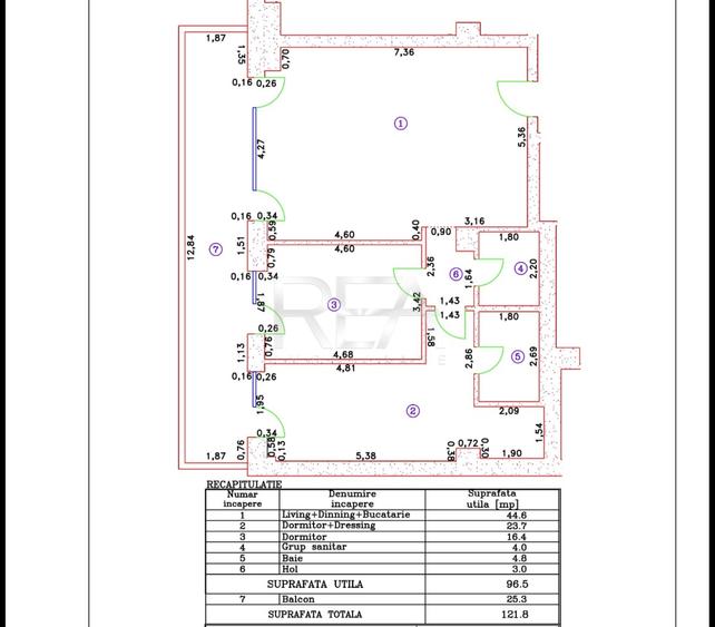 3 camere | Cortina 126 | 96,5 mp utili + balcon 25,3 mp | Etaj 1
