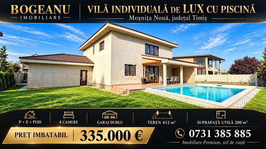 BG200-Vilă individuală premium cu piscină și garaj dublu-Mosnita Noua