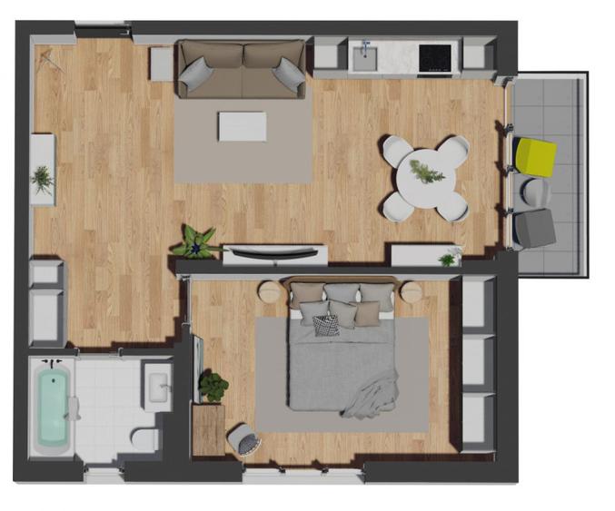 Apartament de 2 camere, 57,51 mp, VIEW SUPERB, zona VIVO