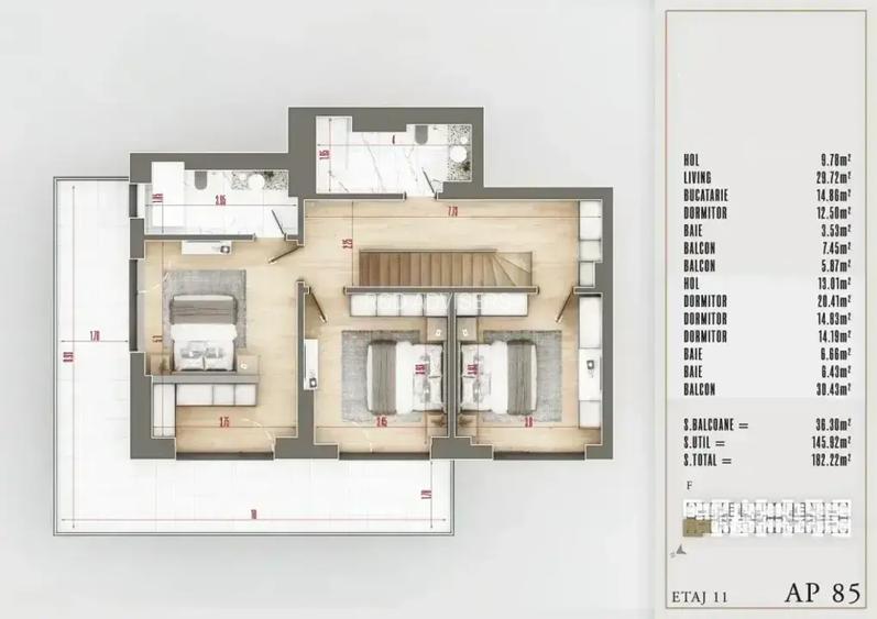 Apartament tip Duplex 5 Camere | 3 bai | Lux Ansamblu Premium Sector 3 - 6