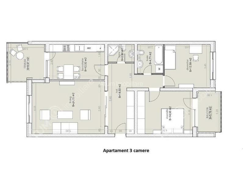 Apartament cu 3 camere decomandate 2 terase loc parcare - 3