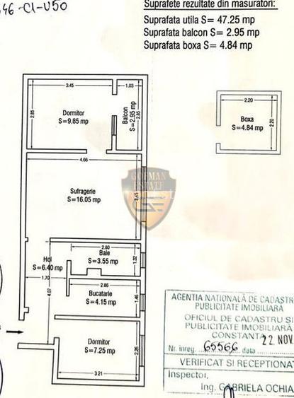 3 camere Tomis Nord 50mp balcon, boxa 5mp, etaj 2 gaze pe scara, incadrat - 8