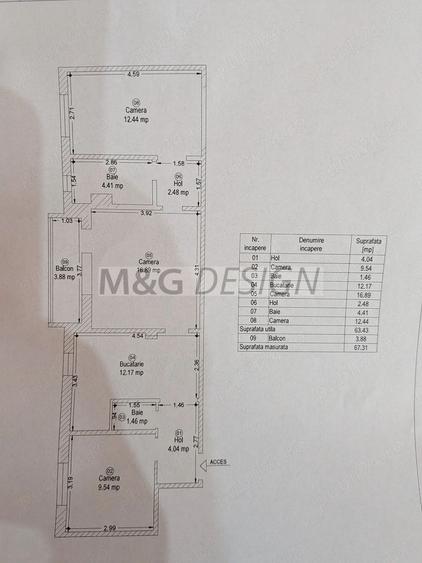Apartament 3 camere Freidorf cu centrala