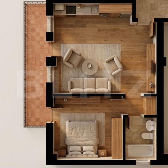 Apartament 2 camere, 41.05 mp, zona Burdujeni