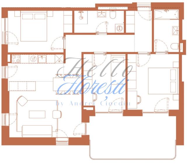 Apartament 4 camere 86.2 mp si logie 18.1 mp in Hexagon