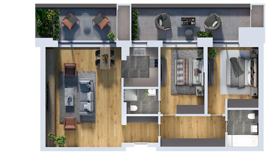 Apartament 3 camere extra spatios 94 mp, finalizat, Pipera Eins, zona linistita