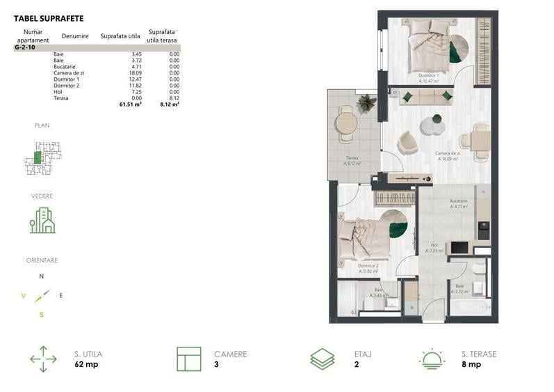 Apartament 3 camere de vânzare, cu loc de parcare inclus - 10