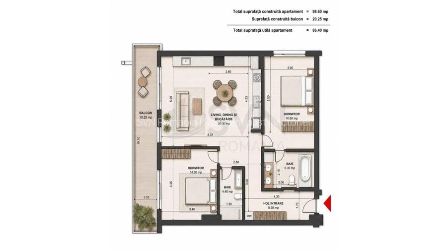 REA1028156 Apartamente 3 camere Aviatiei - 2