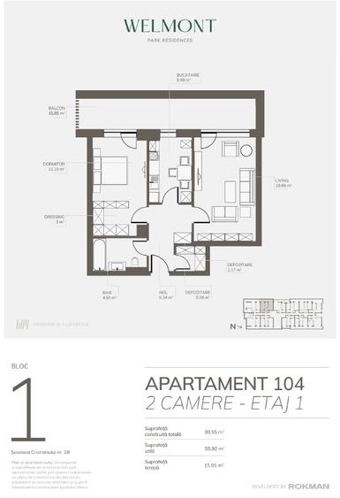 Dezvoltator, Apartament doua camere , Welmont/Rokman