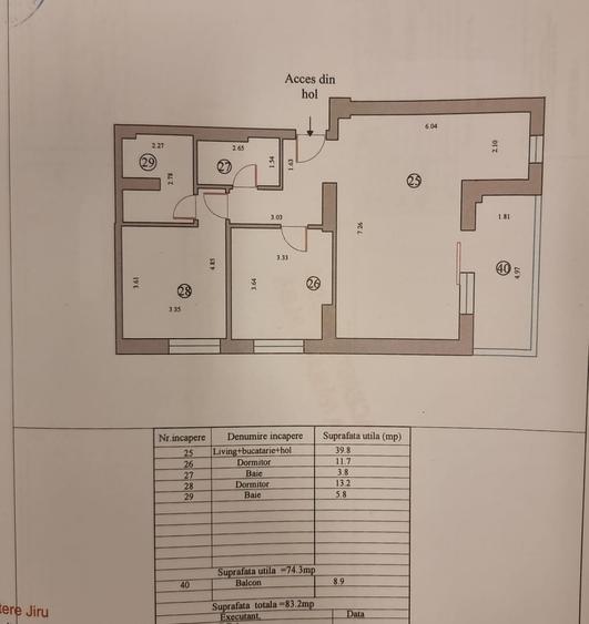 Apartament 3 camere vedere frontala spre mare
