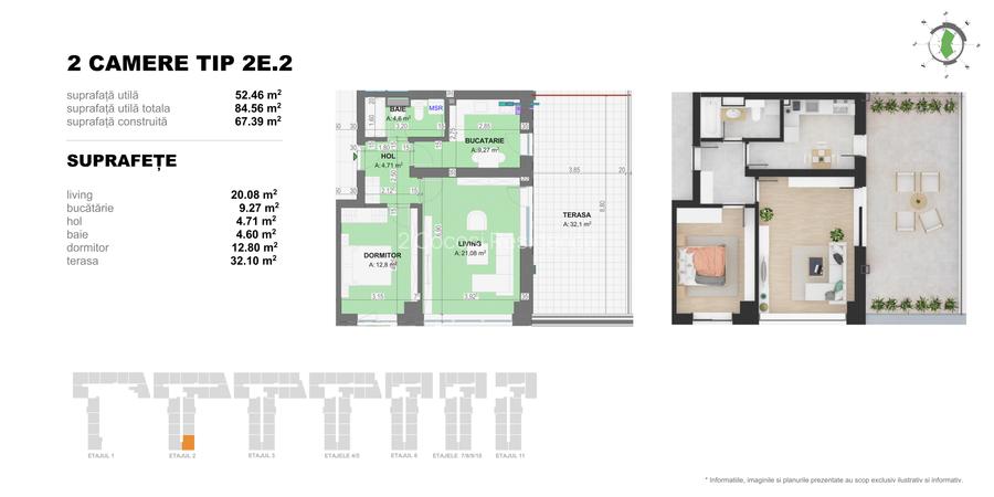Apartament 2 Camere TIP 2E2 in Complex Doi Cocosi Residence - 2