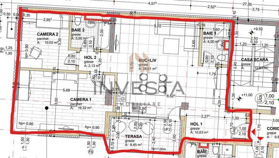 Aparament cu 3 camere si parcare de inchiriat, bloc nou, zona Centrala - 1