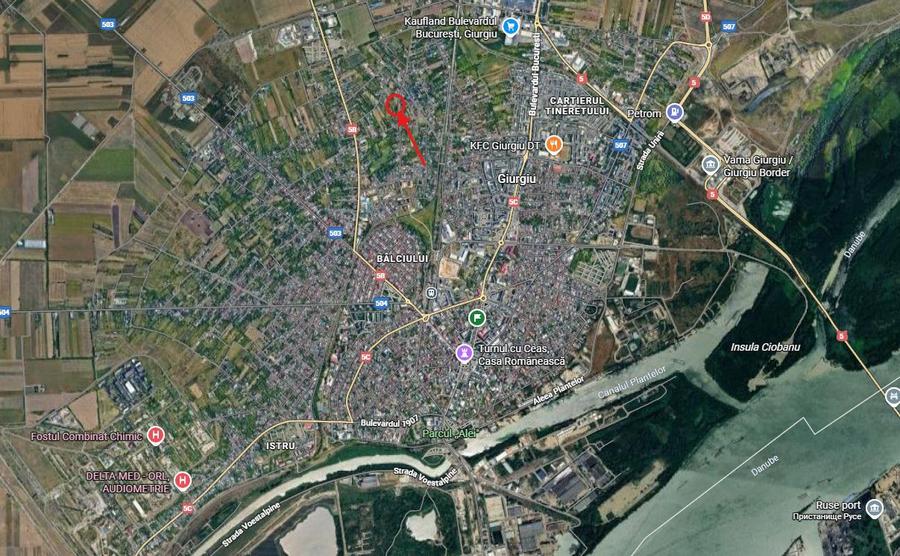 Teren Giurgiu, 4014mp, deschidere 69mp,intravilan