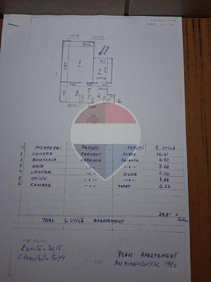 Garsonieră decomandată de închiriat – Banu Manta