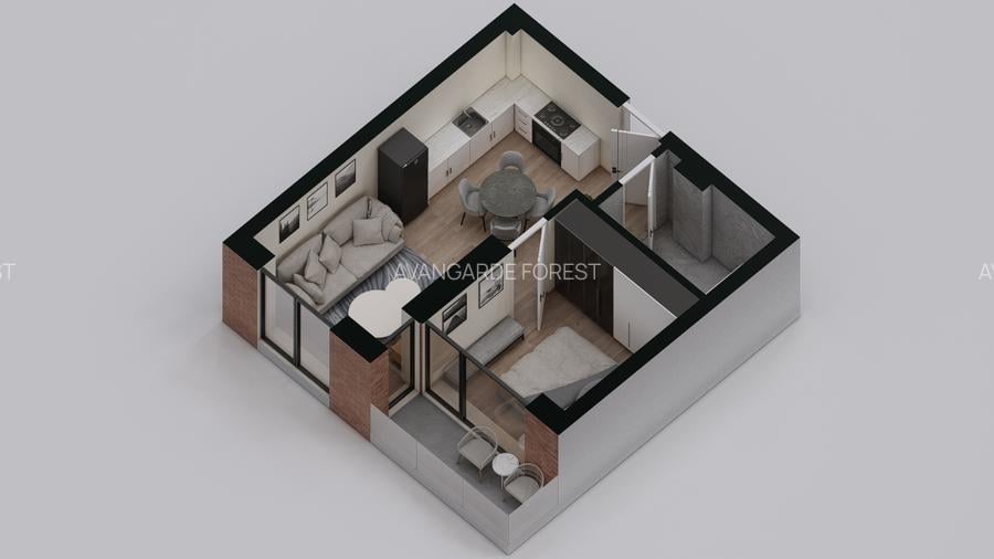 Apartament 1 Camera | Zona de noapte separată | 3m Înălțime  - AVANGARDE FOREST - 5