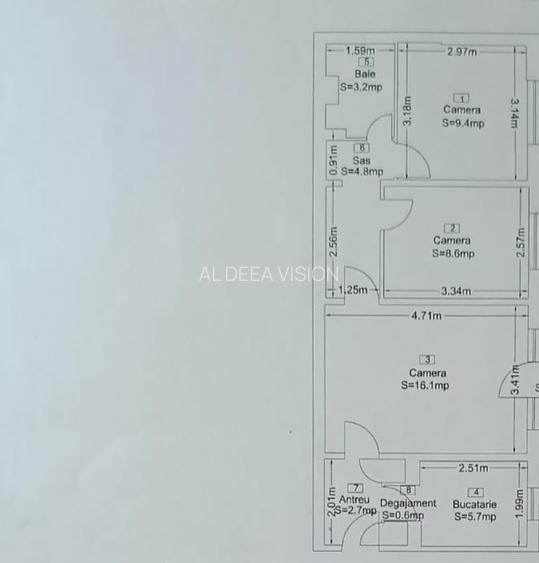 Apartament 3 camere, de vânzare, în Mănăștur,  strada Retezat, 51mp - 7