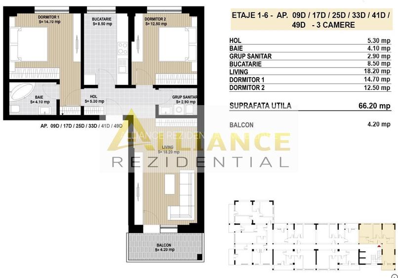 Apartament cu 3 camere | decomandat - SECTOR 4 - - 6
