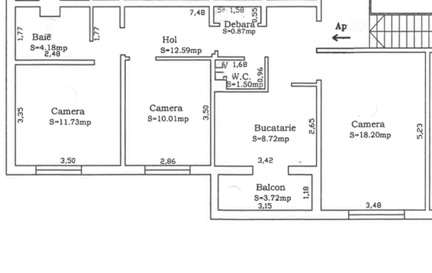 Ap 3 cam, dec, et. 4/4, cu acoperiș, zona Soarelui, Bd Sudului, comision 0%