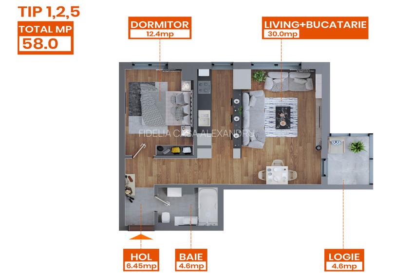 Apartament 2 camere de vanzare Dacia - 2