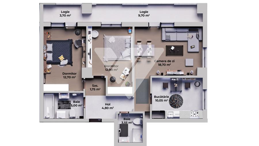Apartament 3 camere 69 mp LA CHEIE, etaj intermediar zona Vest Sibiu