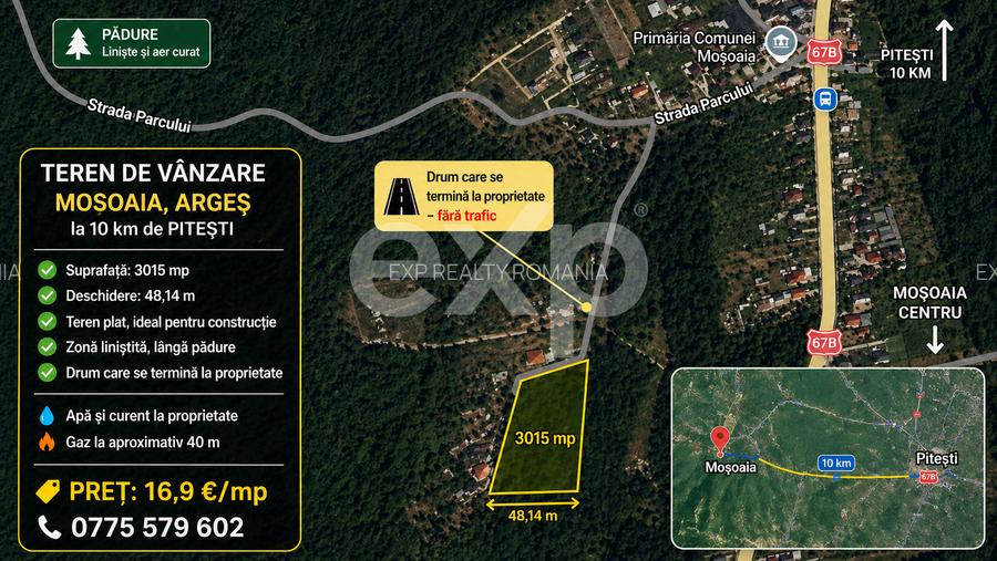Intravilan 3015 mp Moșoaia | 48 ml deschidere | Lângă pădure - 3